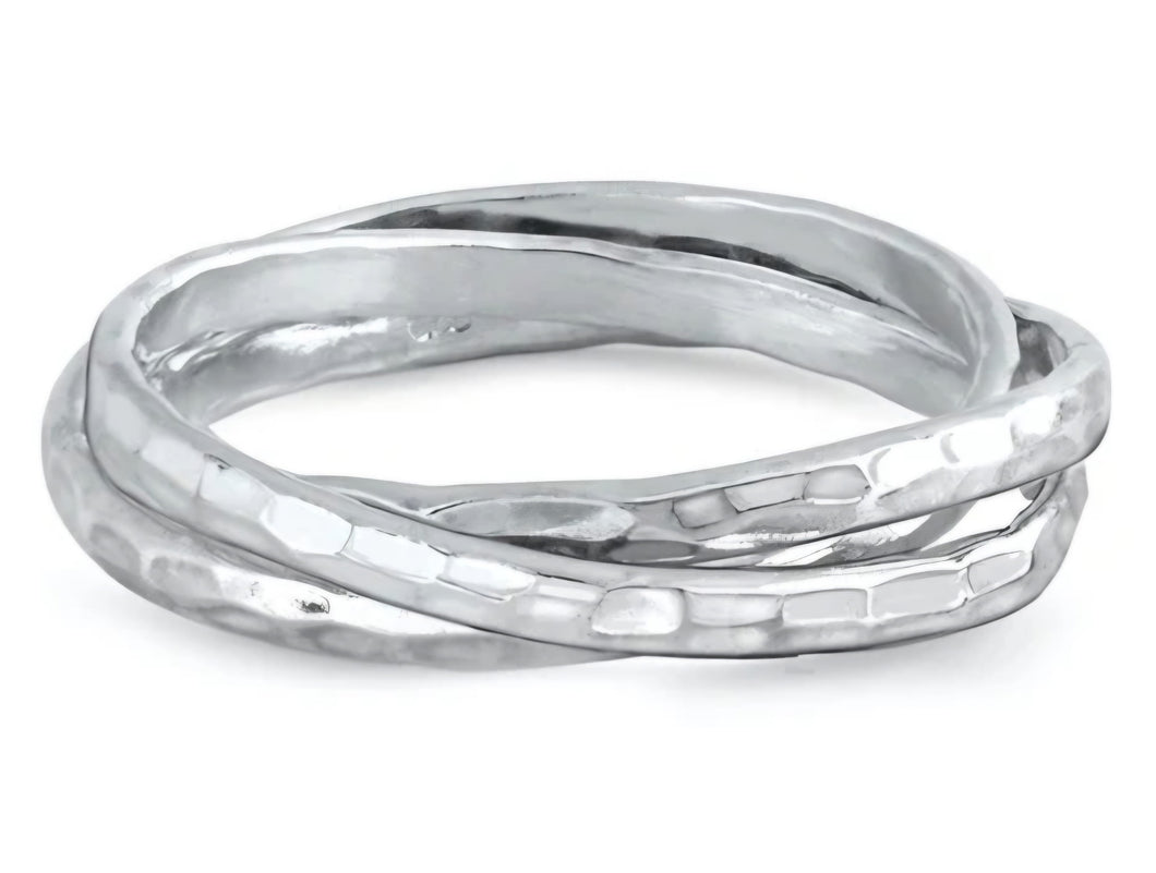 Hammered triple sterling Silver ring