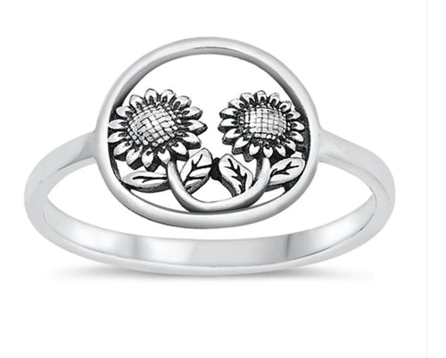 Sterling Silver Sunflower burst Ring
