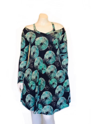 Long sleeve Dahlia print tunic dress