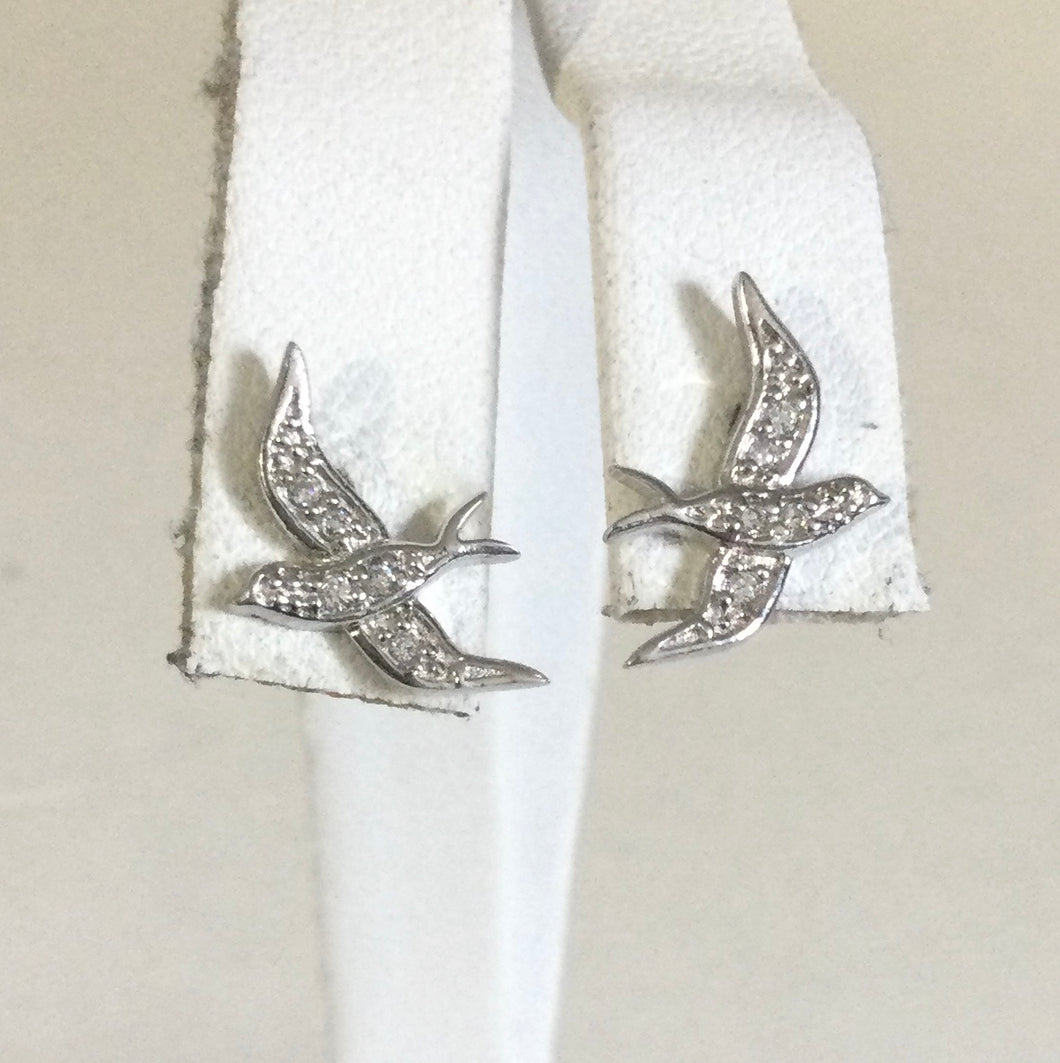 Sterling silver Dove stud earrings