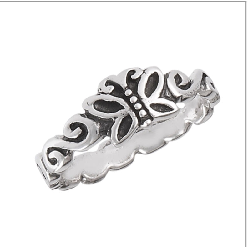 Butterfly scroll Ring