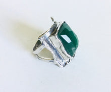 Sterling silver square Genuine stone Ring