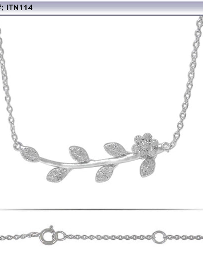 Branch/Flower Necklace and CZ Stones