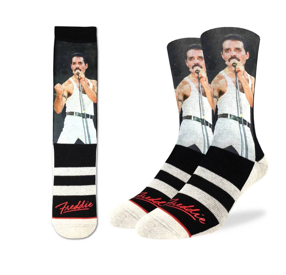 Queens reunion and performs at Live Aid  you will always be there when you wear these Freddie socks