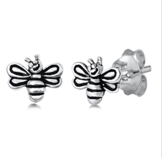 Silver Stud Bumblebee Earring
