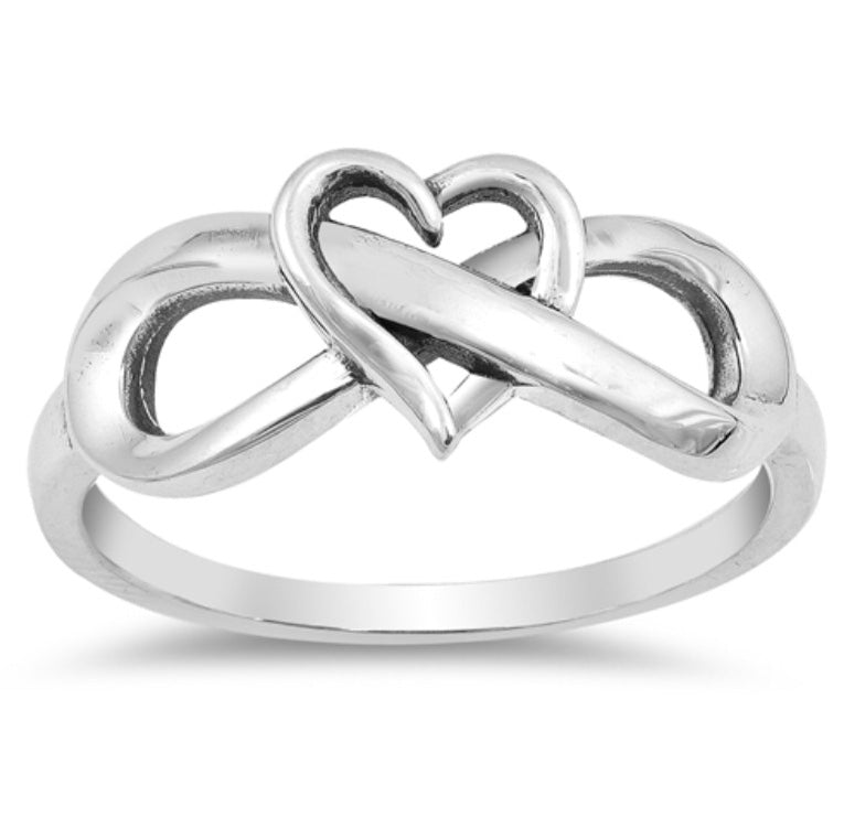 Single Heart wrapped Infinity Silver Ring