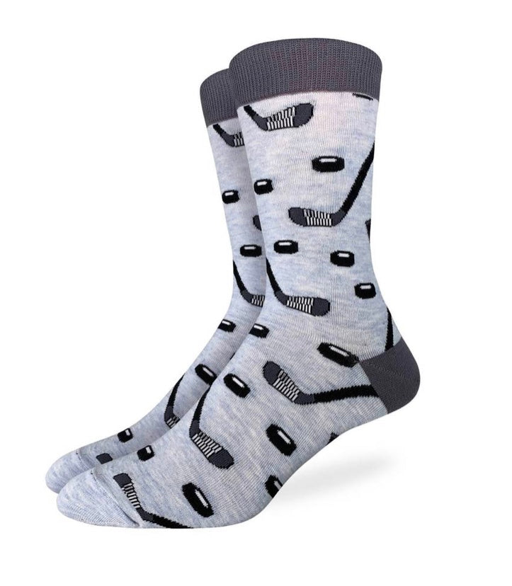 Men’s Hockey Sticks and Pucks Crew Socks