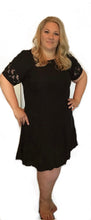 Black Linen Full Length Dress Sequins Short Sleeve