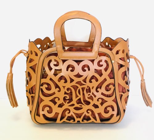 Cage Cutout Leather Handbag