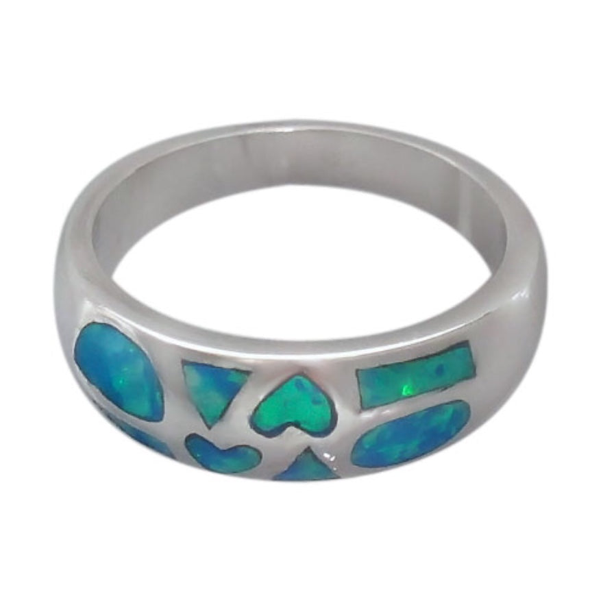 Wide Silver Band Opal design