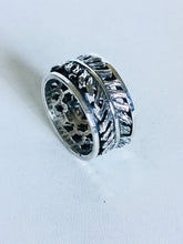 Sterling silver Wide Eternity Feather Spinner Ring