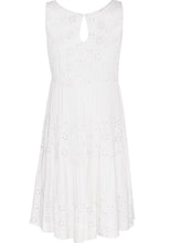 White Sleeveless Floral Embroidered Dress