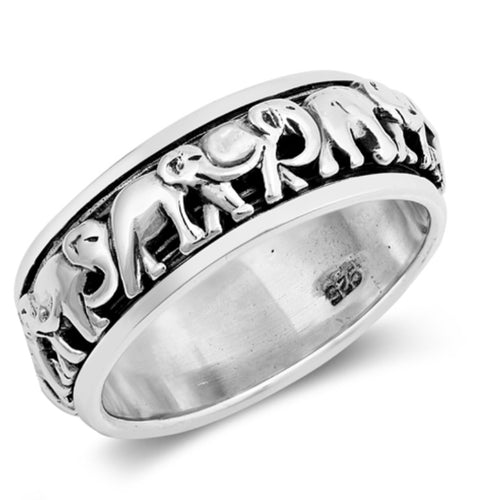Sterling Silver Elephant Spinner Ring