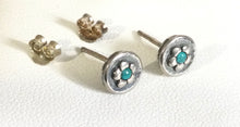 Flower stud silver Turquoise earrings