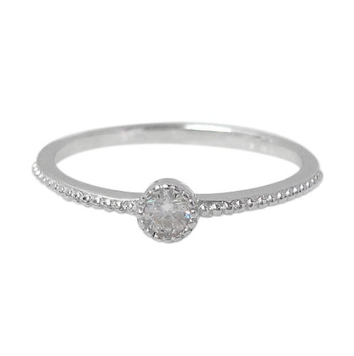 925 Thin Cz Beaded Ring