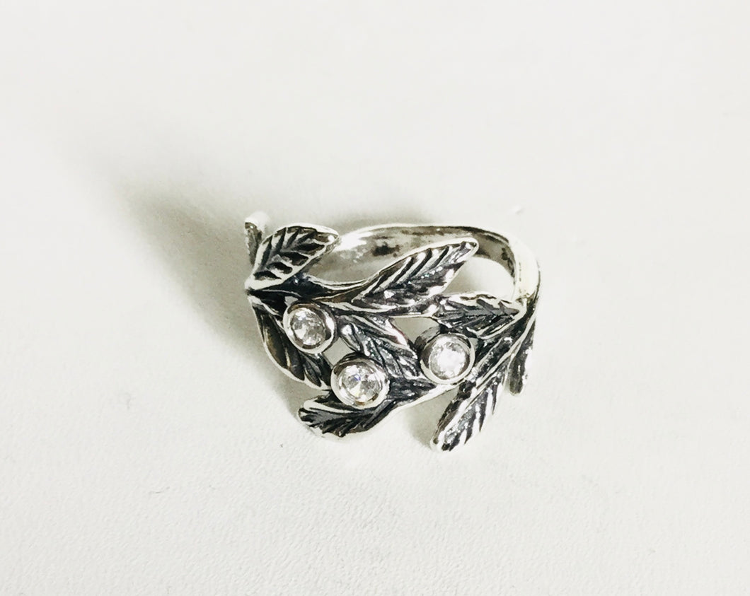 Sterling silver Leaf wrapped ring