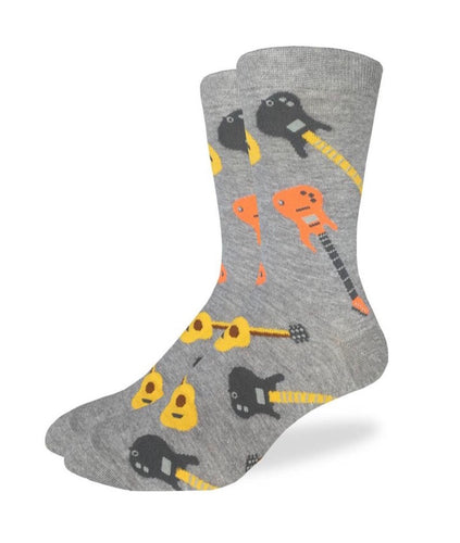 Men’s Grey Guitar Crew Socks