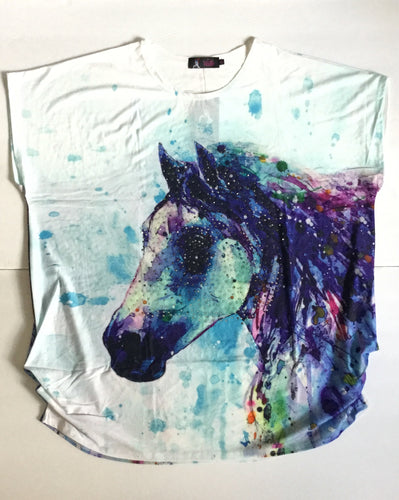 Water Color Horse Head Fun Top