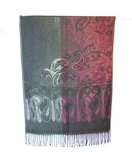 Pashmina ornate Forest Green / Pink Scarf