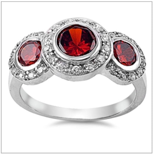 3 Round cut Cz Ruby Ring