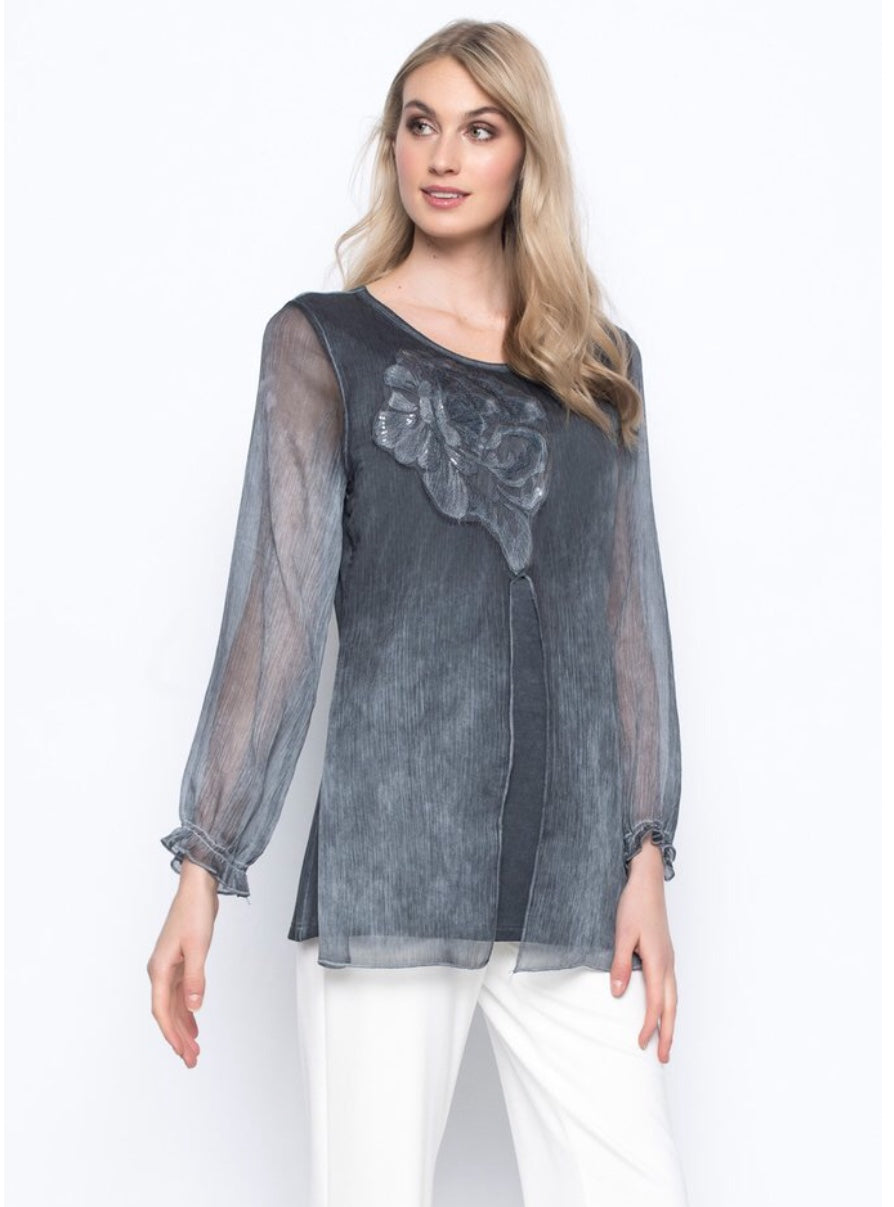 Chiffon trimmed Top with Sequins