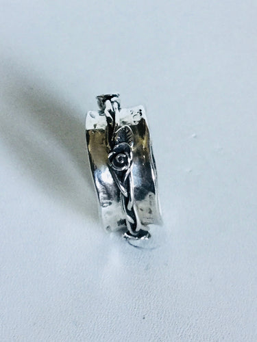 Rose bud Sterling Silver Spinner ring