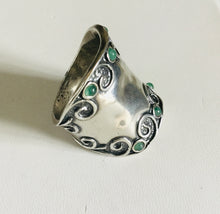 Studded gem stone Sterling Silver Shield Ring