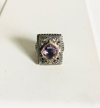 Vintage ornate detail sterling silver 9k ring/ Genuine Stones