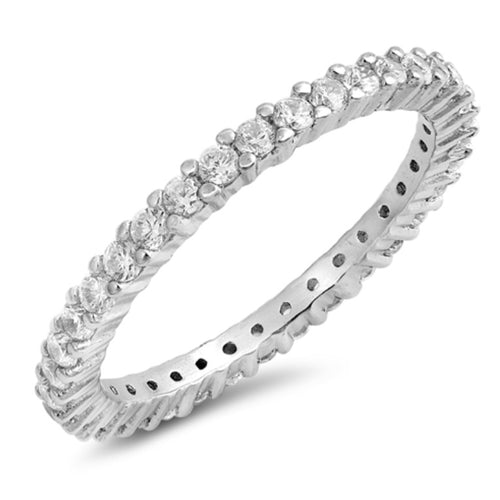 Eternity Round cut Cz Sliver Ring in claw set