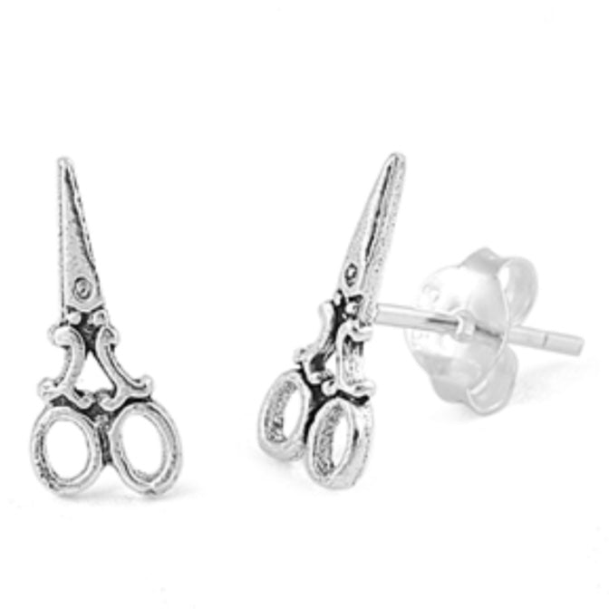Scissors Silver Stud Earring