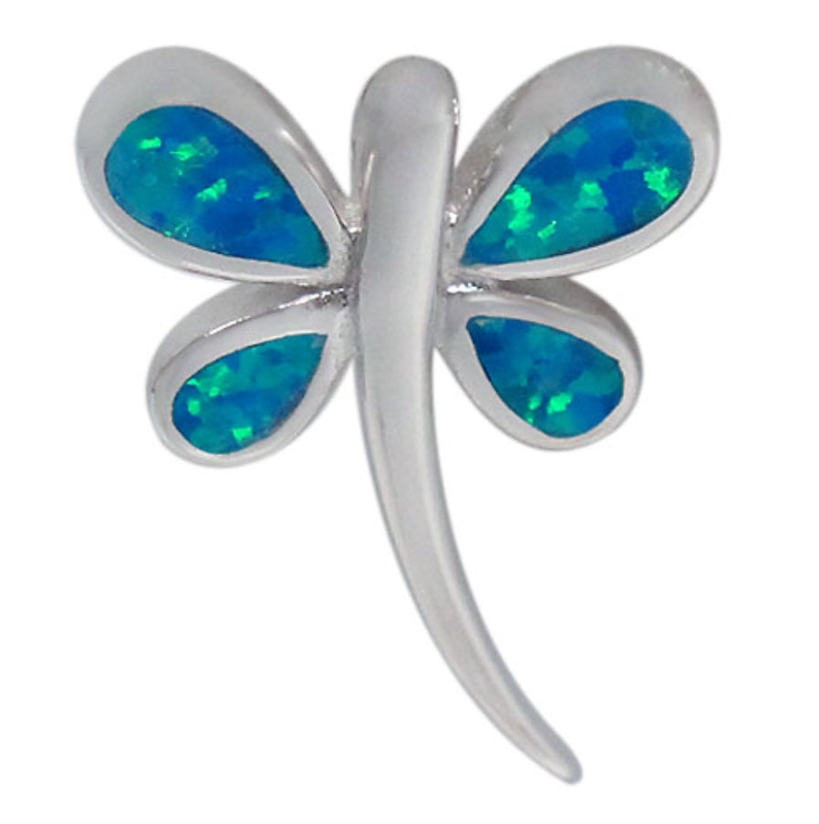 Opal Dragonfly Pendant/Rhodium Plate
