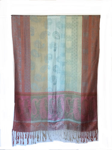 Pashmina colour block paisley print scarf