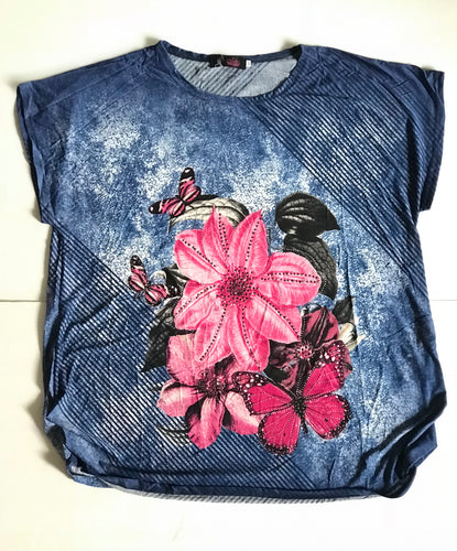 Dahlia Flower Pinstripe Fun Top
