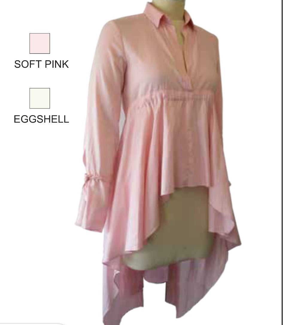 High low button down top blouse