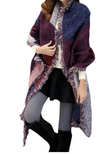 Oversize Cashmere like checkered scarf