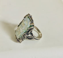 Rectangle Sterling Silver Leaf Detail Ring
