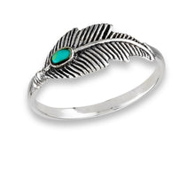 Feather Ring with synthetic Turquoise