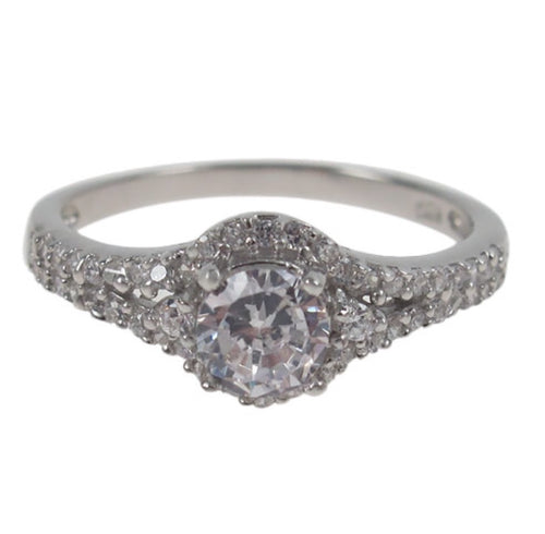 Cushion cut Cz silver ring