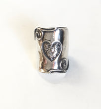 Sterling silver Heart embossed Shield Ring