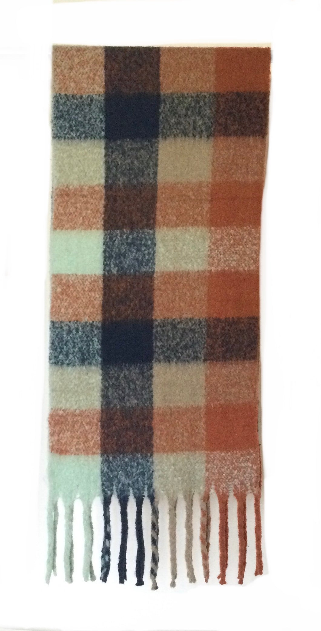 Oversize Plaid Orange checkered scarf