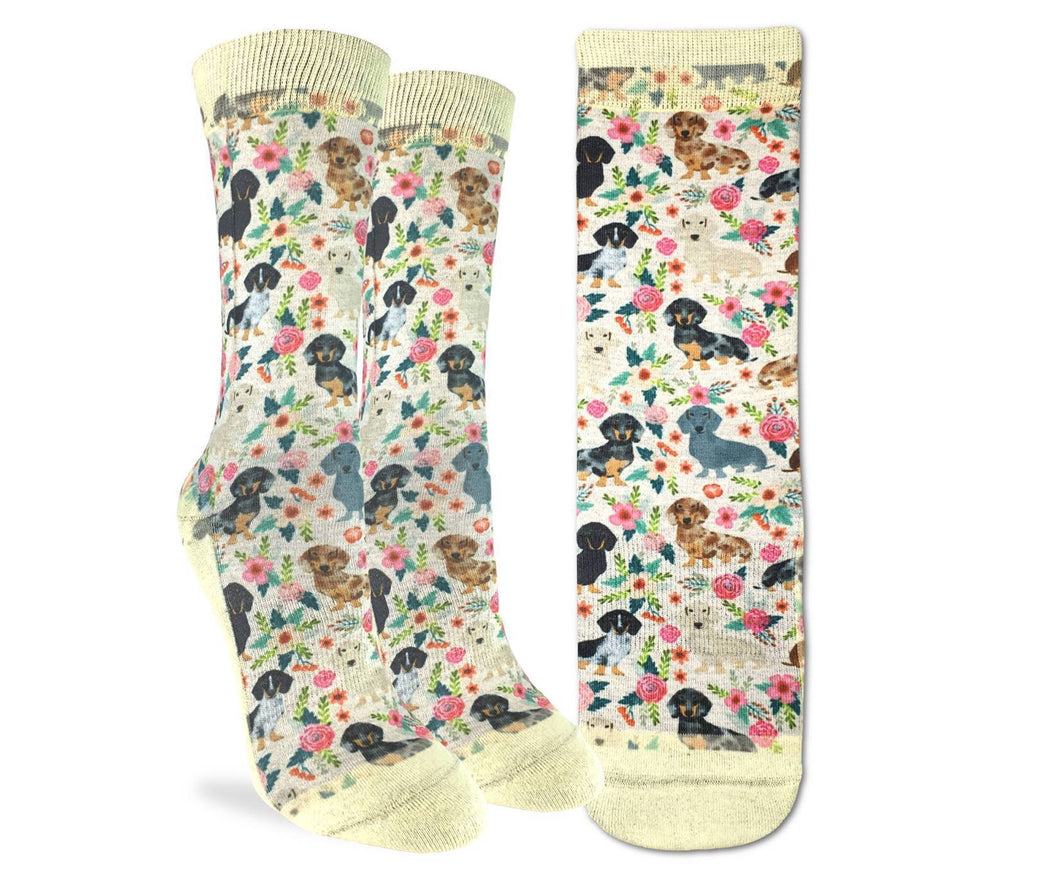 Women’s Floral Dachshunds Fun Sock Active Fit