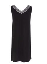 Embroidered Sleeveless Black Dress