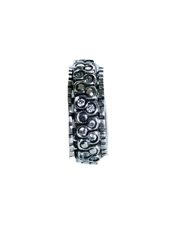 Sterling silver round cut cubic zirconia Spinner Ring