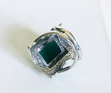 Sterling silver square Genuine stone Ring