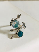 Leaf wrapped Roman Glass/ Apatite Silver Ring