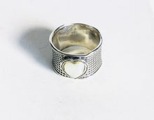 Sterling silver Cigar band heart  Ring