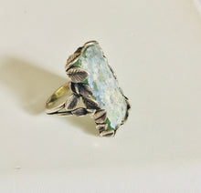 Rectangle Sterling Silver Leaf Detail Ring