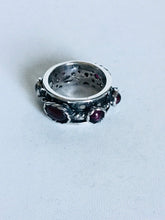Sterling silver Large studded Garnet Spinner ring