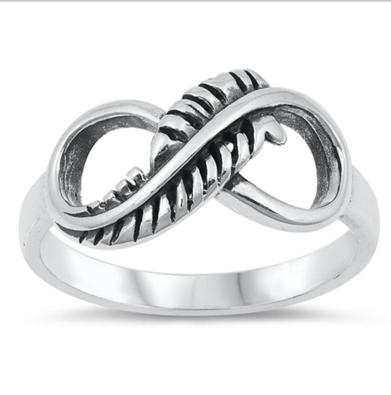 Feather/ Infinity Silver Ring