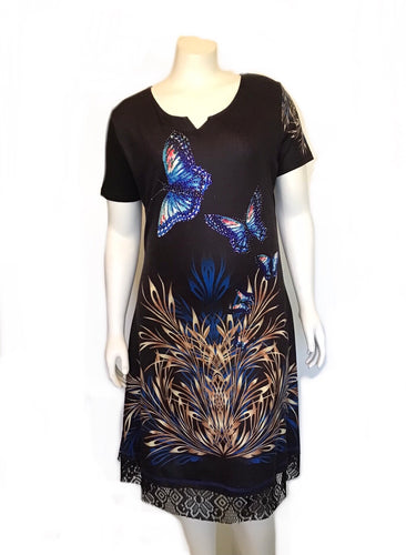 Short sleeve butterfly sequins Tunic dress